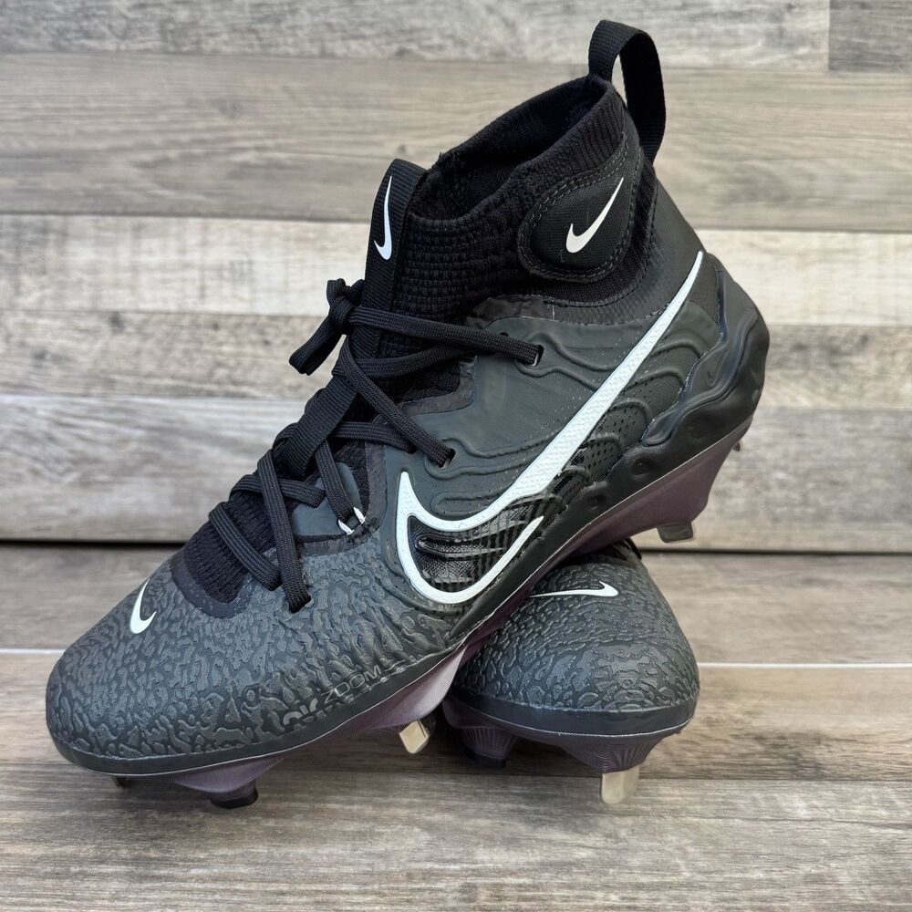 NIKE ALPHA HUARACHE NXT Black Metal Baseball Cleats DJ6517-010 Men's Size 8 - Picture 12 of 13
